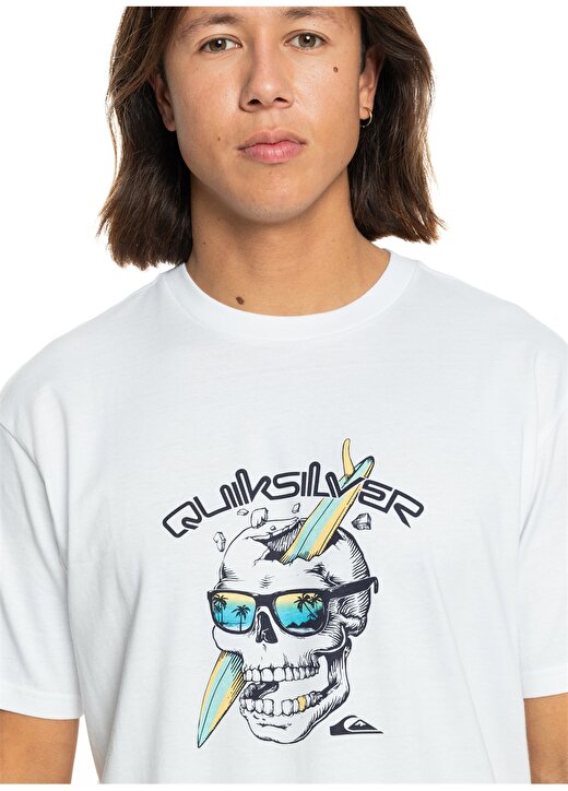 Quiksilver Beyaz Erkek O Yaka Standart Fit Baskılı T-Shirt EQYZT07674_ONE LAST SURF SS 2