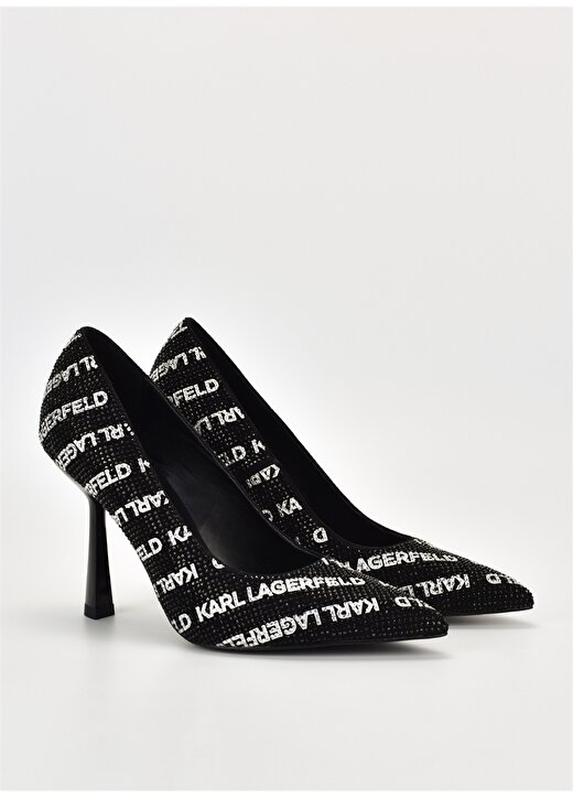 KARL LAGERFELD Siyah - Beyaz Kadın Deri Topuklu Ayakkabı KL31314 50S 2