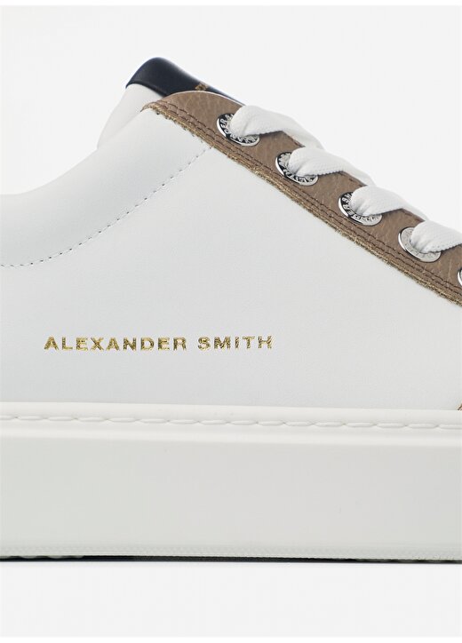 Alexander Smith Beyaz - Kahverengi Erkek Deri Sneaker BOND 4