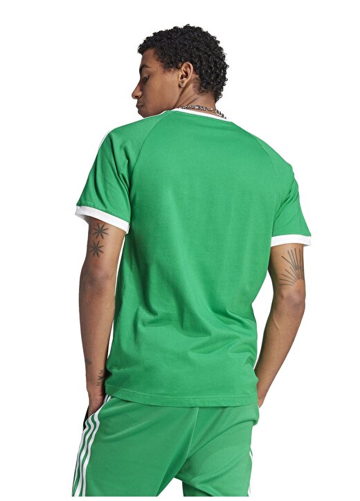 Adidas Yeşil Erkek Bisiklet Yaka Slim Fit Düz T-Shirt IM0410 3-STRIPES TEE 4