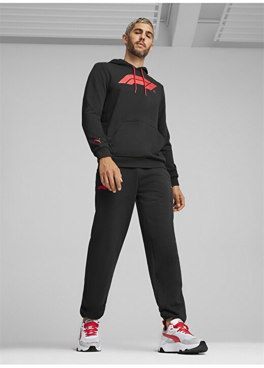 Puma 62585301 F1 ESS Logo Hoodie Siyah Erkek Kapüşon Yaka Regular Fit Sweatshirt 1