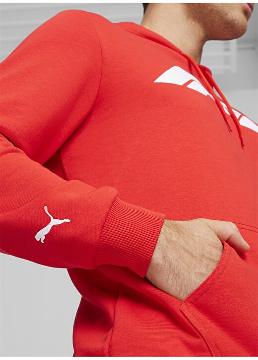 Puma Kırmızı Erkek Kapüşon Yaka Regular Fit Sweatshirt 62585303 F1 ESS Logo Hoodie 4