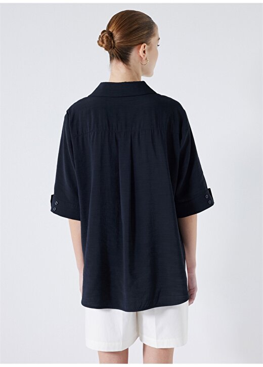İpekyol Gömlek Yaka Düz Siyah Kadın Bluz IS1240006182001 4