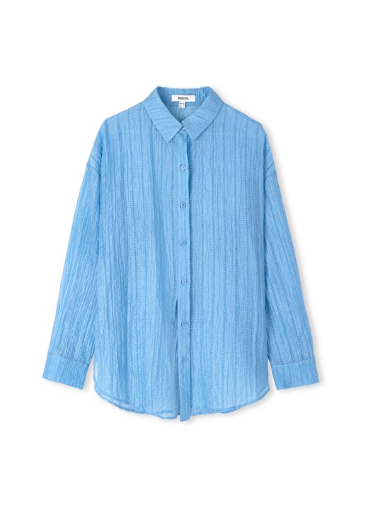 İpekyol Rahat Gömlek Yaka Düz Açık Mavi Kadın Gömlek IS1240025198028 2