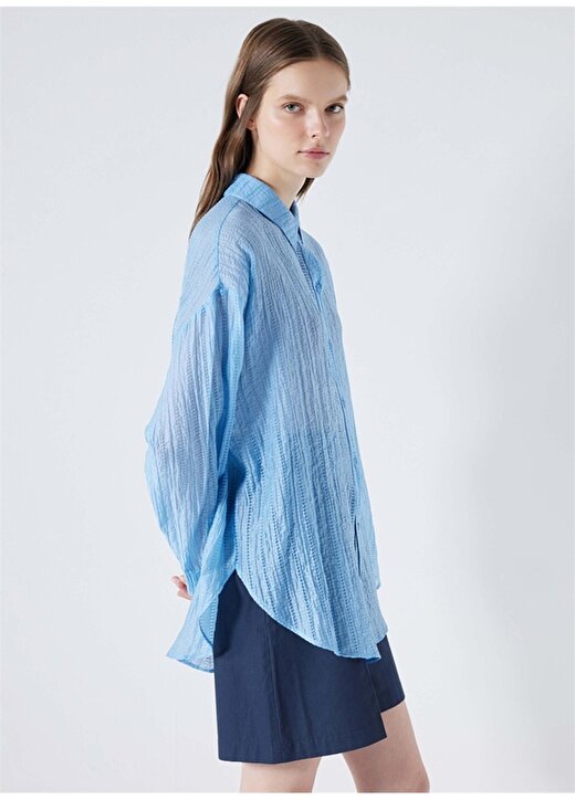 İpekyol Rahat Gömlek Yaka Düz Açık Mavi Kadın Gömlek IS1240025198028 3