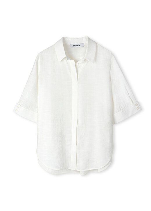 İpekyol Gömlek Yaka Düz Beyaz Kadın Bluz IS1240006182002 2