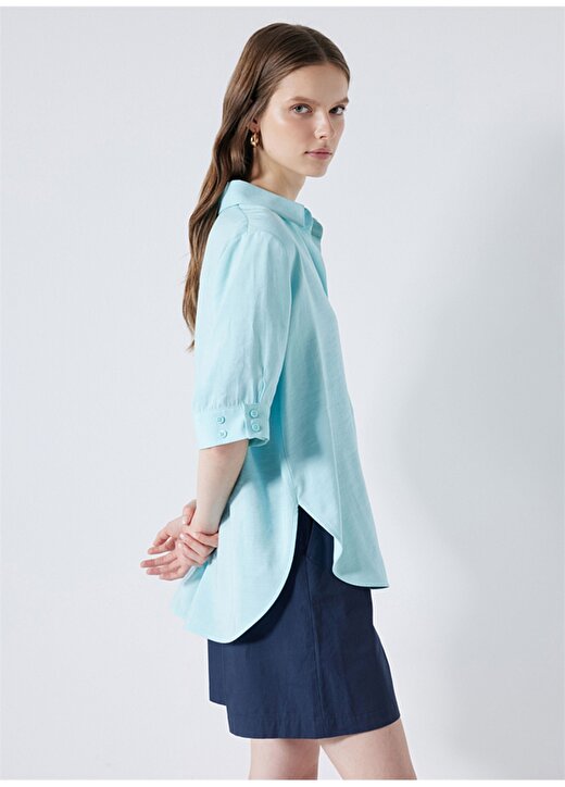 İpekyol Gömlek Yaka Düz Su Yeşili Kadın Bluz IS1240006182BU2 3