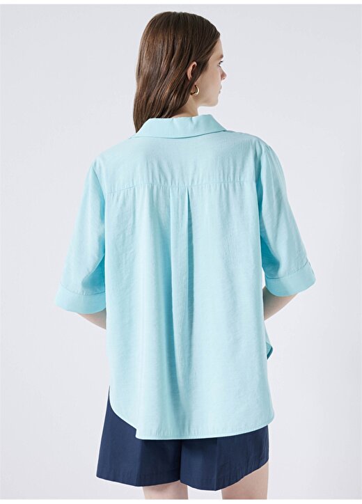 İpekyol Gömlek Yaka Düz Su Yeşili Kadın Bluz IS1240006182BU2 4