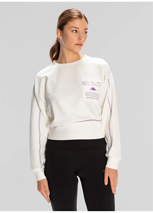 Kappa Beyaz Kadın Normal Kalıp Sweatshirt 351Q66W001 AUTHENTIC KAGE SWEATSHIR 1