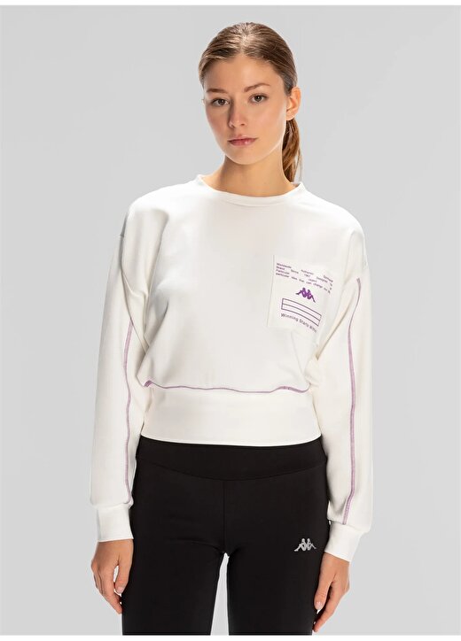 Kappa Beyaz Kadın Normal Kalıp Sweatshirt 351Q66W001 AUTHENTIC KAGE SWEATSHIR 2