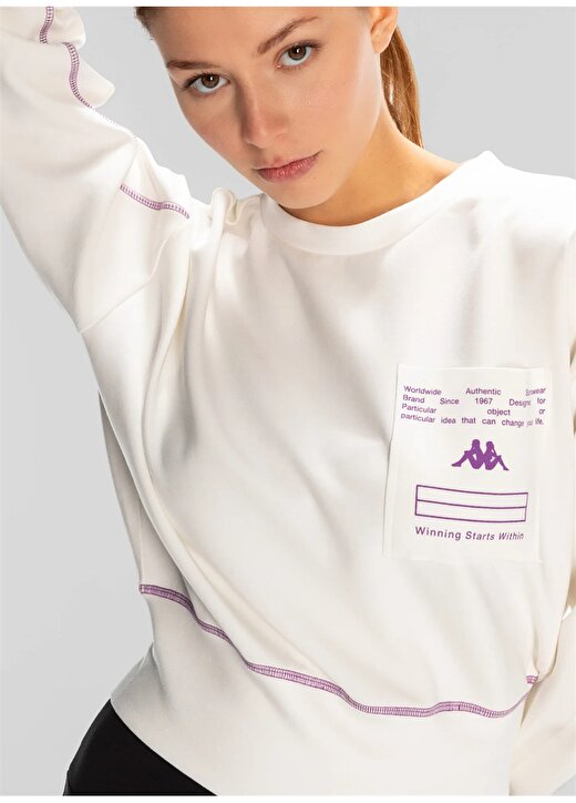 Kappa Beyaz Kadın Normal Kalıp Sweatshirt 351Q66W001 AUTHENTIC KAGE SWEATSHIR 4