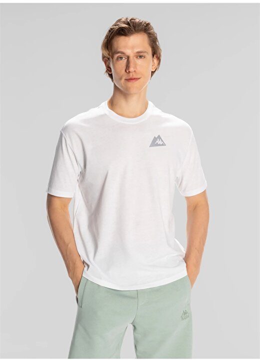 Kappa Beyaz Erkek Yuvarlak Yaka Normal Kalıp T-Shirt 321W7YW001 FROTIS 1