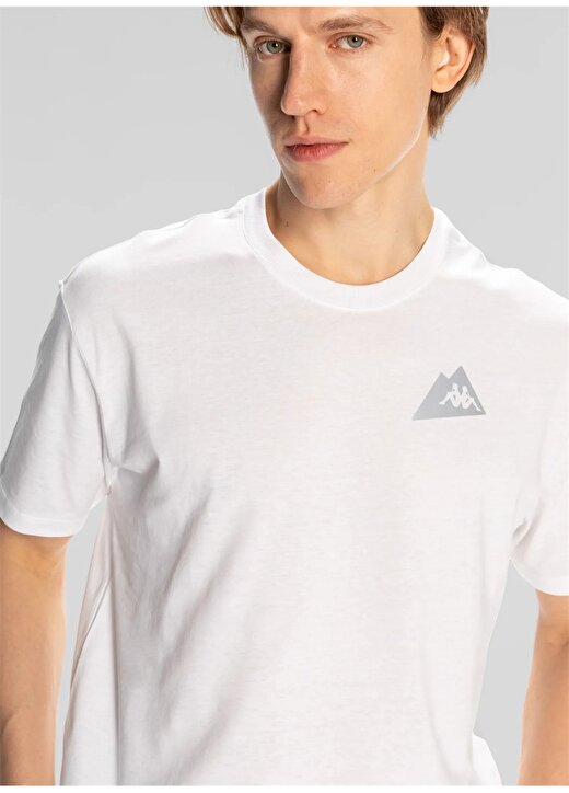 Kappa Beyaz Erkek Yuvarlak Yaka Normal Kalıp T-Shirt 321W7YW001 FROTIS 3