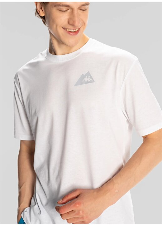 Kappa Beyaz Erkek Yuvarlak Yaka Normal Kalıp T-Shirt 321X71W001 KUNIO 3