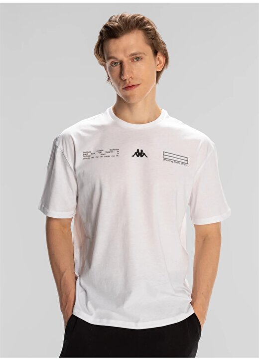Kappa Beyaz Erkek Yuvarlak Yaka Normal Kalıp T-Shirt 341R3HW001 AUTHENTIC ALVIN 3