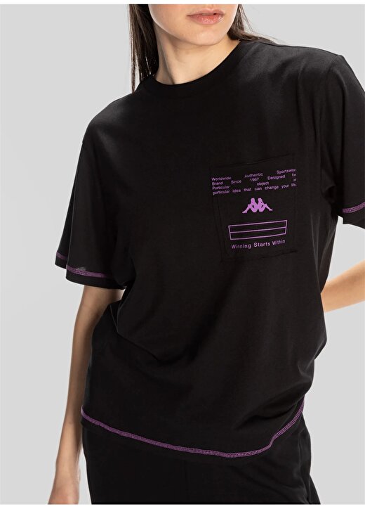 Kappa Siyah Kadın Yuvarlak Yaka Normal Kalıp T-Shirt 351Q67W005 AUTHENTIC KAGE T-SHIRT 2