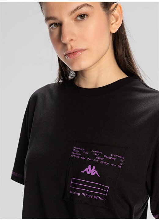 Kappa Siyah Kadın Yuvarlak Yaka Normal Kalıp T-Shirt 351Q67W005 AUTHENTIC KAGE T-SHIRT 3