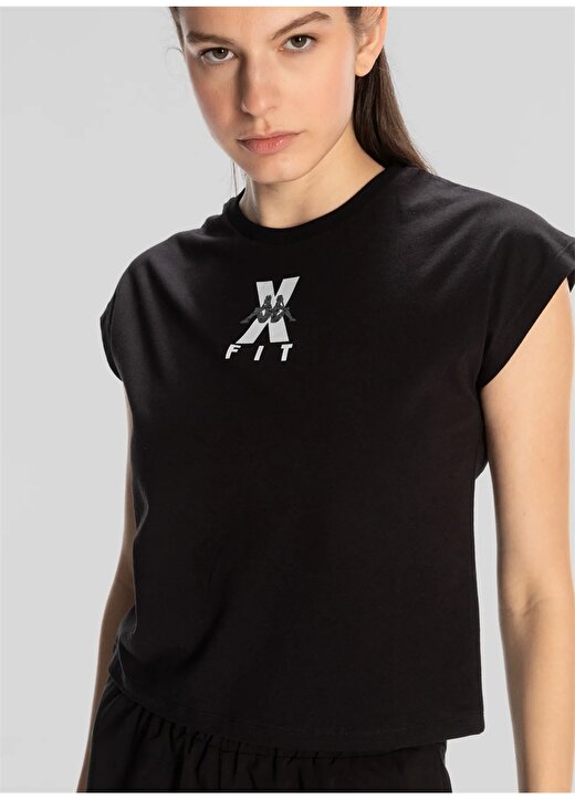 Kappa Siyah Kadın Yuvarlak Yaka Normal Kalıp T-Shirt 361S1WW005 KOMBAT WKT EBURA XFIT 3