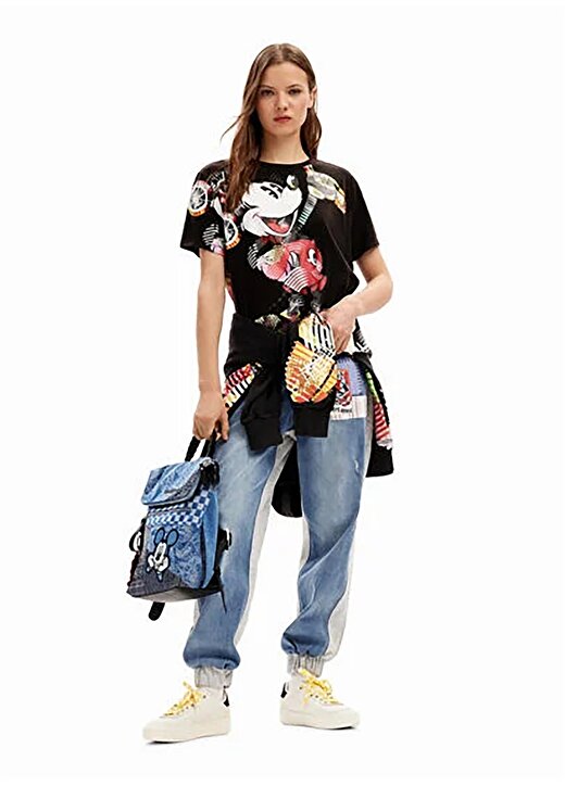 Desigual Mickey Mouse Baskılı Yuvarlak Yaka Kadın T-Shirt 2