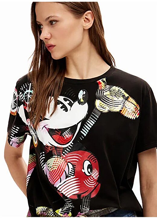 Desigual Mickey Mouse Baskılı Yuvarlak Yaka Kadın T-Shirt 3