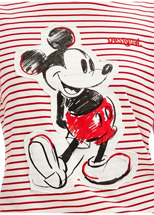 Desigual Mickey Mouse Baskılı Yuvarlak Yaka Siyah Kadın T-Shirt 24SWTK77 4