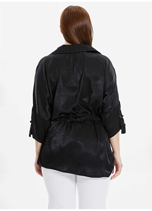 Selen Gömlek Yaka Taşlı Siyah Kadın Bluz 24YSL8830-BB 4