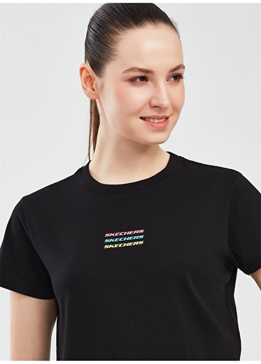 Skechers Siyah Kadın Yuvarlak Yaka Normal Kalıp T-Shirt S241006-001 Essential W Short Sleev 3