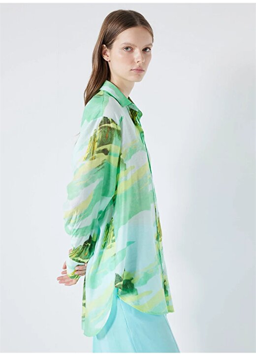 İpekyol Gömlek Yaka Desenli Yeşil Kadın Tunik IS1240016012070 3