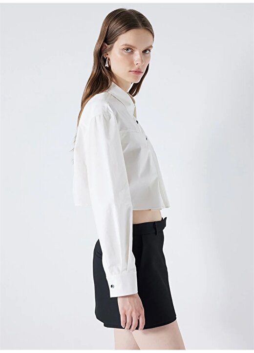 İpekyol Regular Fit Gömlek Yaka Düz Beyaz Kadın Gömlek IS1240025181002 3