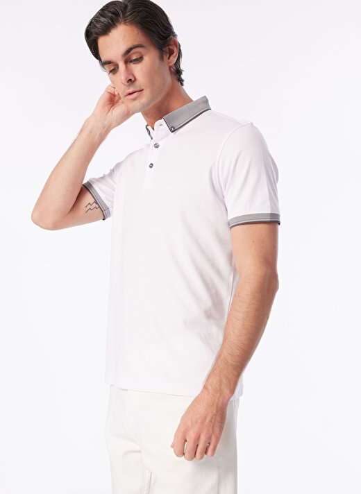 People By Fabrika Beyaz Erkek Basic Polo T-Shirt SPBF4SM-TST5082   4