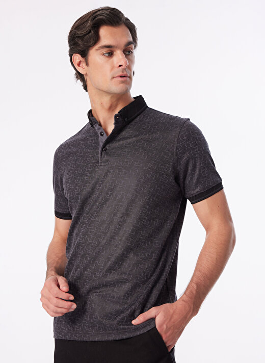 People By Fabrika Siyah Erkek Basic Jakarlı Polo T-Shirt SPBF4SM-TST5083  2