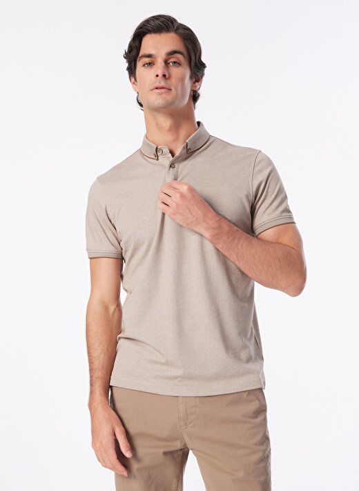 People By Fabrika Bej Erkek Basic Polo T-Shirt SPBF4SM-TST5082   4