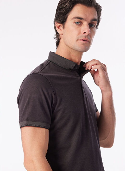 People By Fabrika Siyah Erkek Basic Polo T-Shirt SPBF4SM-TST5082   4