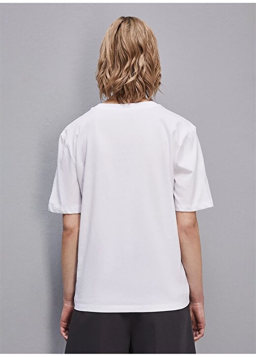 Patrizia Pepe Yuvarlak Yaka Düz Beyaz Kadın T-Shirt 8M1612 4