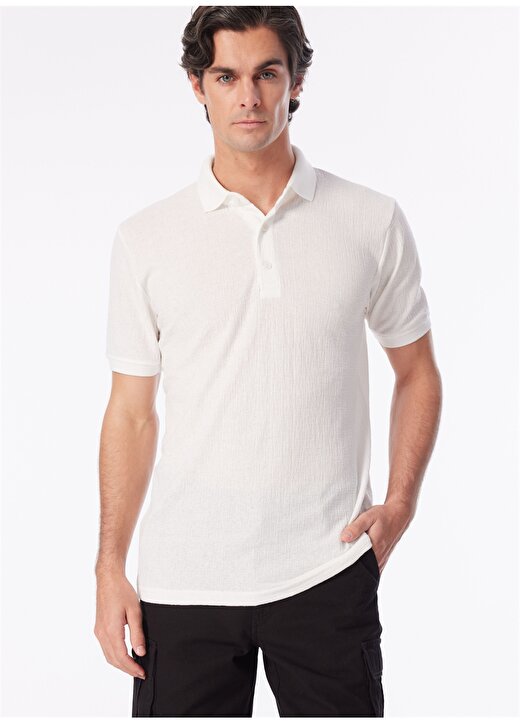 People By Fabrika Beyaz Erkek Slim Fit Jakarlı Polo T-Shirt SPBF4SM-TST 5086 4