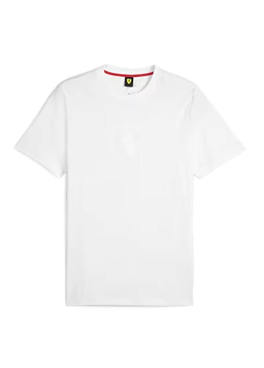 Puma 62380604 Ferrari Race Big Shld Tona Beyaz Erkek Yuvarlak Yaka Normal Kalıp T-Shirt 3