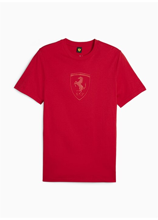 Puma 62380602 Ferrari Race Big Shld Tona Kırmızı Erkek Yuvarlak Yaka Normal Kalıp T-Shirt 4