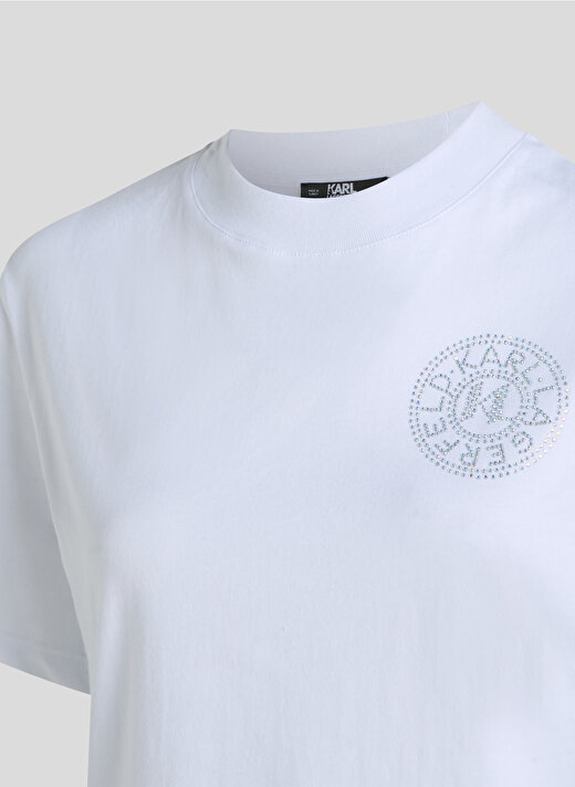 KARL LAGERFELD Yuvarlak Yaka Baskılı Beyaz Kadın T-Shirt 240W1701 2