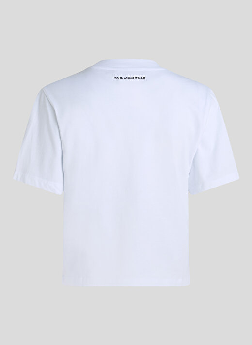 KARL LAGERFELD Yuvarlak Yaka Baskılı Beyaz Kadın T-Shirt 240W1701 4