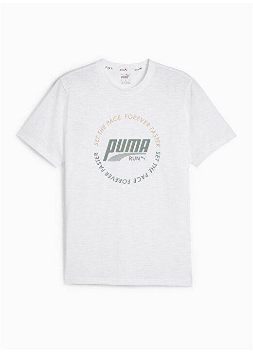 Puma Beyaz Erkek Yuvarlak Yaka Normal Kalıp T-Shirt 52510802 MEN S GRAPHIC RUN EMBLEM T 1