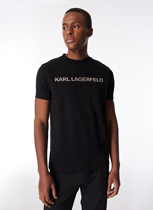 KARL LAGERFELD Bisiklet Yaka Siyah Erkek T-Shirt 755053542221 3