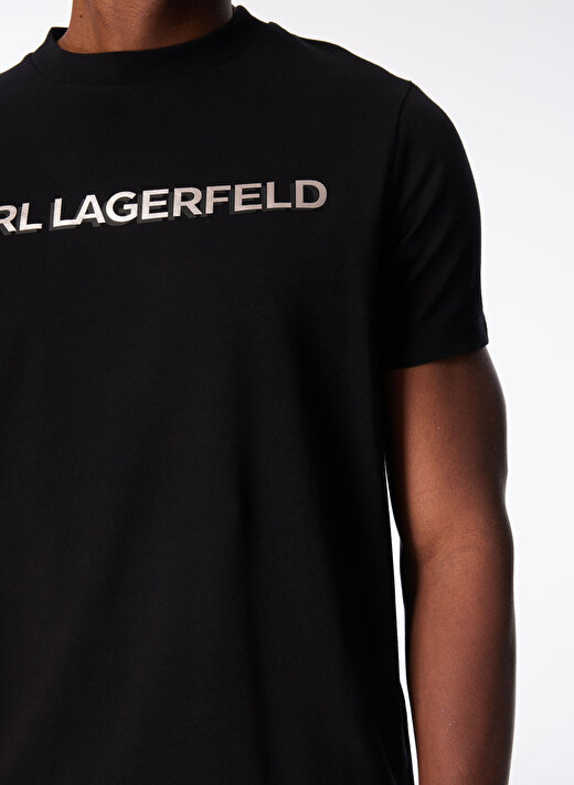 KARL LAGERFELD Bisiklet Yaka Siyah Erkek T-Shirt 755053542221 2