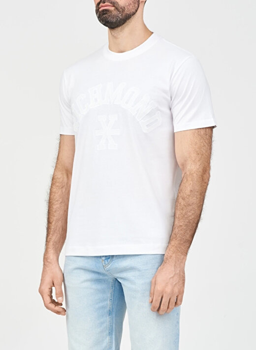 John Richmond Bisiklet Yaka Beyaz Erkek T-Shirt UMP24045TS 3