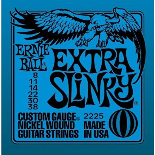 Ernie Ball P02225 Extra Slinky Nickel Wound  008-038 Elektro Gitar Teli 1