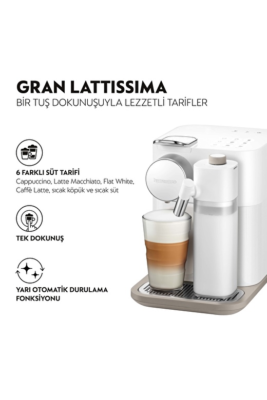 Nespresso F541 White Gran Lattissima Kahve Makinesi, Beyaz 2