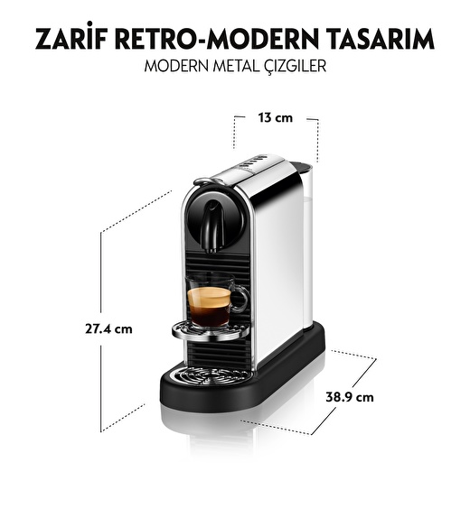 Nespresso D140 Citiz Platinum,Paslanmaz Çelik Kapsüllü Kahve Makinesei 4