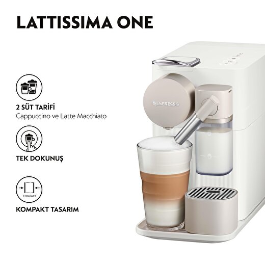 Nespresso F121 WHİTE Lattissima One Kapsüllü Espresso ve Kahve Makinesi 2