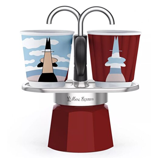 Bialetti Mini Express Mokapot Magrite + 2 Espresso Fincanı 1