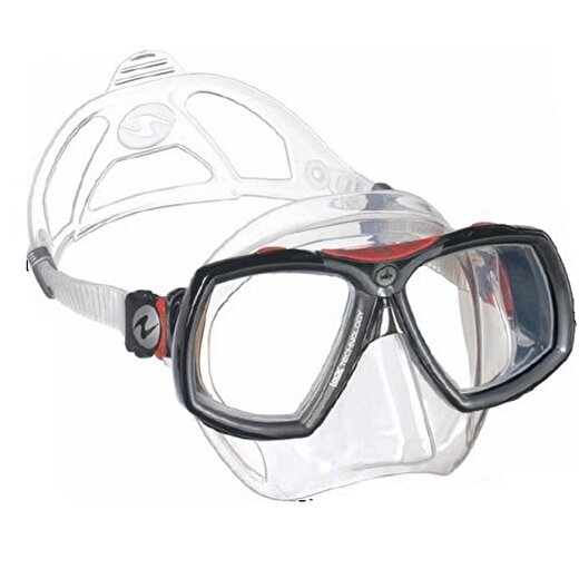 Aqua Lung Look 2 Midi  Şeffaf Silikon - Kırmızı Dalış Maskesi 3