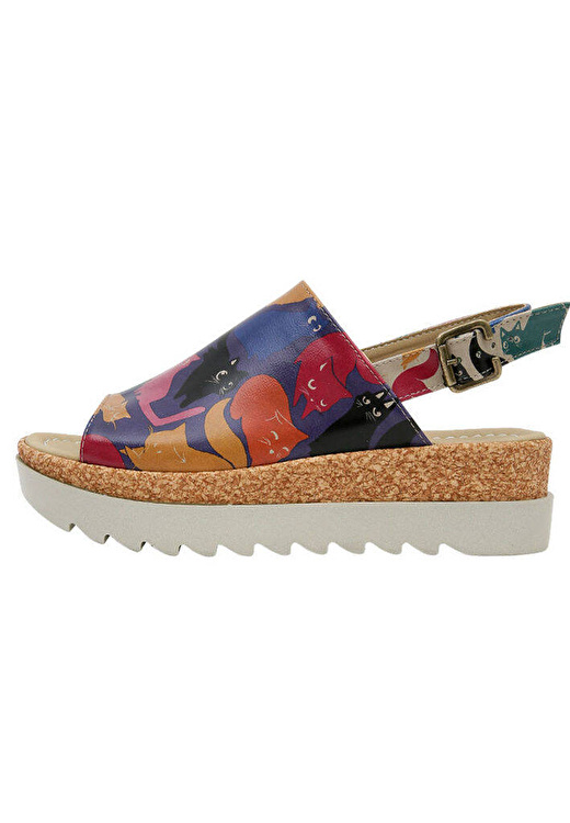 Kadın Vegan Deri Çok Renkli Kalın Taban Sandalet - Clowder Tasarım 4